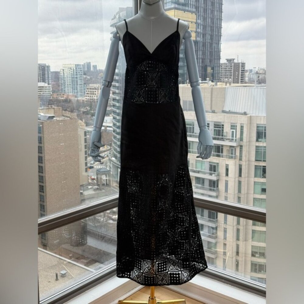 🆕 SIR THE LABEL 🧿 NWOT Rayure Tri Crochet Maxi Dress, Black Crochet, Sz 2 US 6 - Picture 3 of 16
